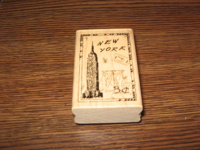 New York Faux Postage Wood Mounted Rubber Stamp by Stampabilities