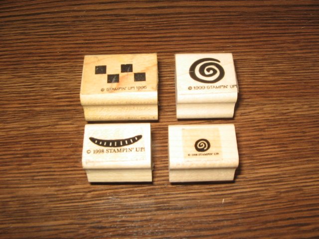 Collage Elements Wood Mounted Rubber Stamp Lot Of 4 by Stampin Up