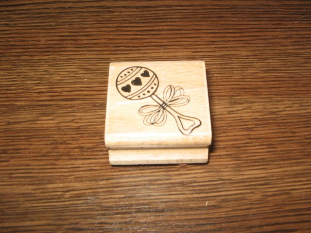 Baby Rattle Wood Mounted Rubber Stamp