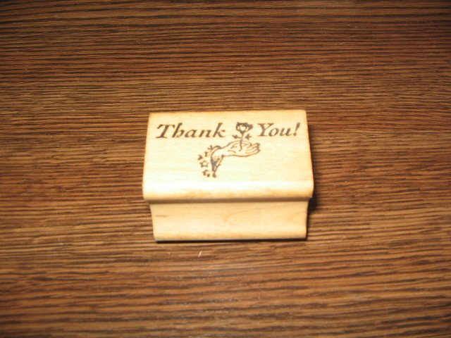 Thank You Hand With Rose Wood Mounted Rubber Stamp by All Night Media