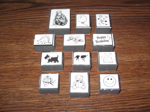 Assorted Foam Mounted Rubber Stamps Lot Of 12