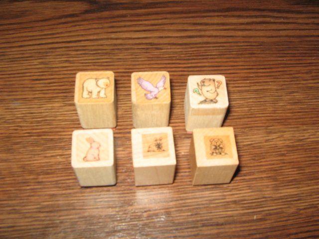 Animal Wood Mounted Rubber Stamps Lot Of 6
