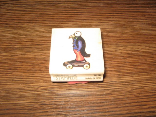 Penguin Pull-Toy Wood Mounted Rubber Stamp by Rubber Stampede
