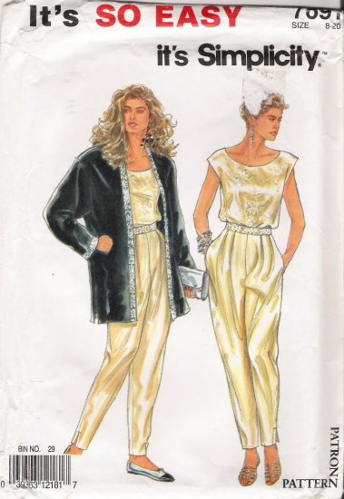 Misses' Jacket Top Pants Sewing Pattern Size 8-20 Simplicity 7691 UNCUT