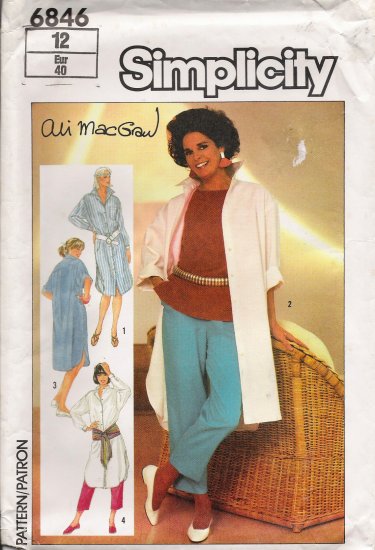 Misses' Pants Top Oversized Shirt Sewing Pattern Size 12 Simplicity 6846 UNCUT