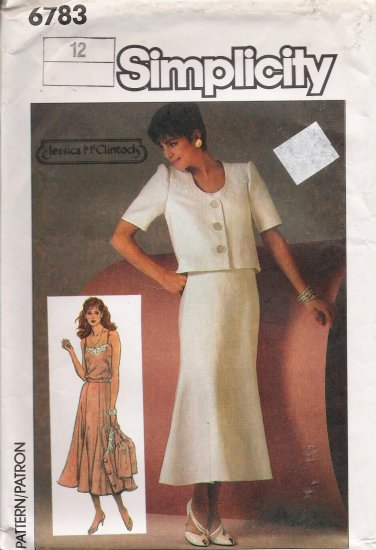 Misses' Camisole Skirt Jacket Sewing Pattern Size 12 Simplicity 6783 UNCUT