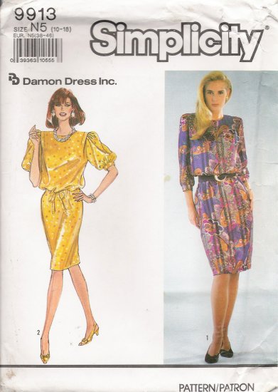 Misses' Dress & Tie Belt Sewing Pattern Size 10-18 Simplicity 9913 UNCUT