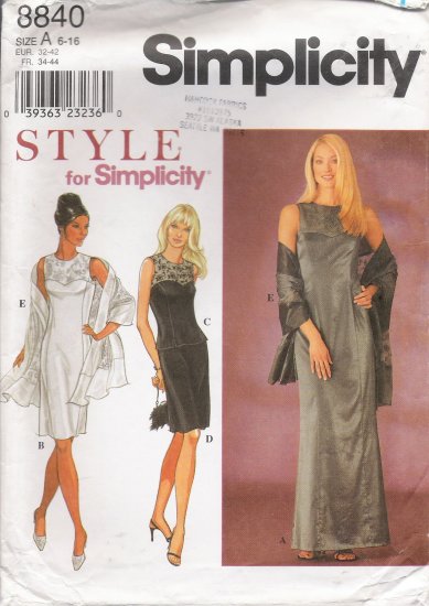 Misses' Dress Top Skirt Wrap Sewing Pattern Size 6-16 Simplicity 8840 UNCUT
