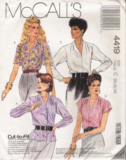 Misses' Blouse Sewing Pattern Size 10-14 McCall's 4419 UNCUT