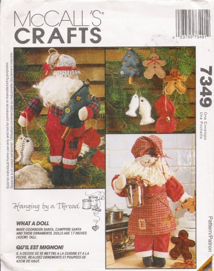 Cookbook Santa & Campfire Santa With Ornaments Sewing Pattern McCall's 7349 UNCUT