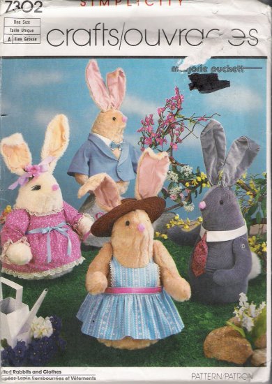 Stuffed Bunny Rabbit and Clothes Sewing Pattern Simplicity 7302 UNCUT