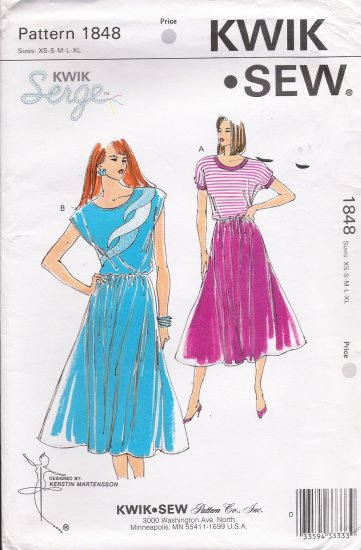 Misses' Dress Sewing Pattern Size XS-XL Kwik Sew 1848 UNCUT
