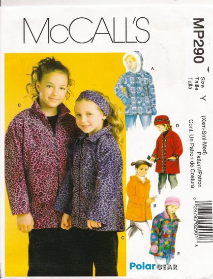 Children's & Girls' Jacket Hat Headband Mittens Sewing Pattern Size XS-M McCall's 290 UNCUT