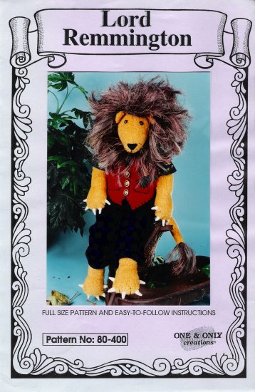 Stuffed Lion Sewing Pattern One & Only Creations 80-400 UNCUT