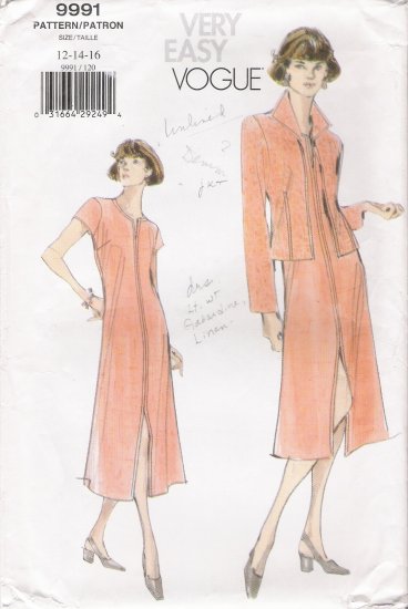 Misses' Jacket & Dress Sewing Pattern Size 12-16 Vogue 9991 UNCUT