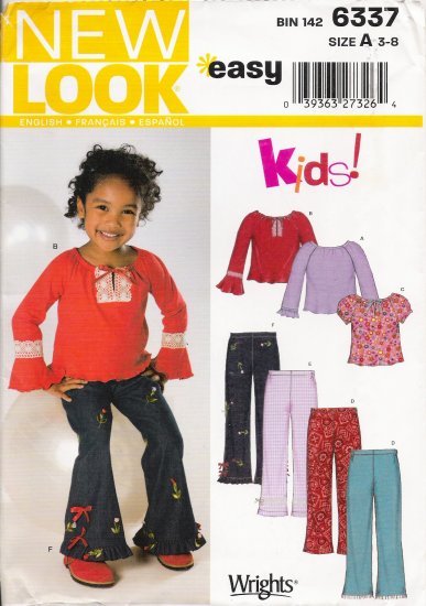 Children's Top & Pants Sewing Pattern Size 3-8 Simplicity New Look 6337 UNCUT