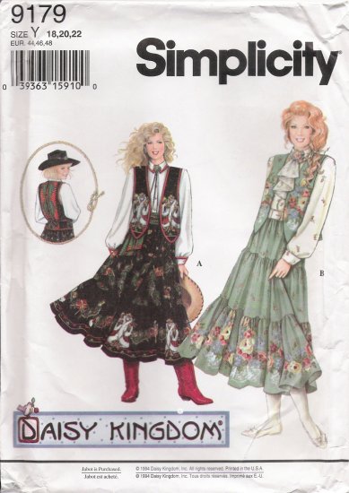 Misses' Separates Sewing Pattern Daisy Kingdom Size 18-22 Simplicity 9179 UNCUT