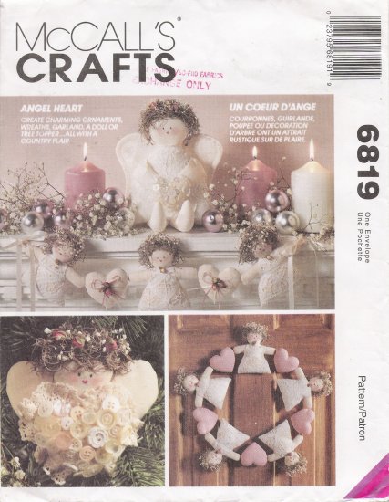 Angel Ornament Wreath Garland Doll Tree Topper Sewing Pattern McCall's 6819 UNCUT