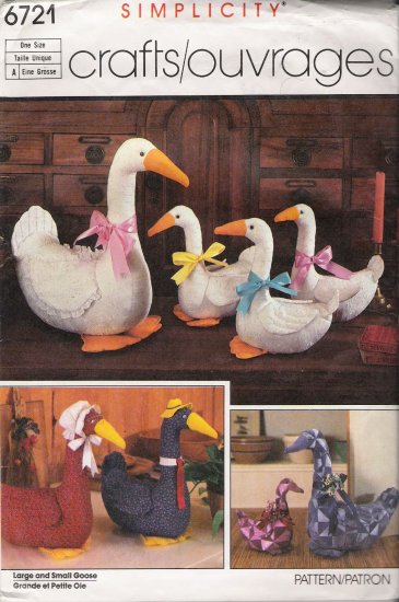 Large & Small Goose Sewing Pattern Simplicity 6721 CUT