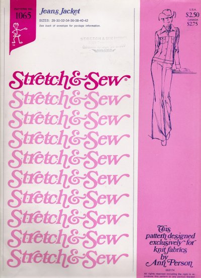 Vintage Sewing Pattern Jean Jacket Sizes 28-42 Stretch & Sew 1065 UNCUT