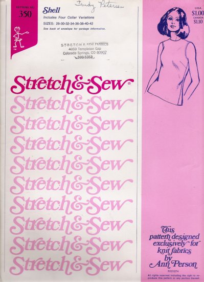 Vintage Sewing Pattern Shell Top Sizes 28-42 Stretch & Sew 350 UNCUT
