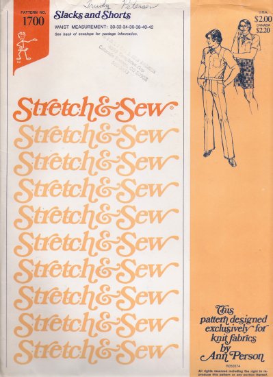 Vintage Sewing Pattern Men's Slacks & Shorts Sizes 30-42 Stretch & Sew 1700 UNCUT