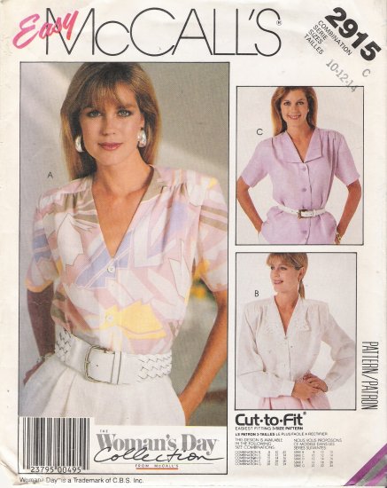Misses' Blouse Sewing Pattern Size 10-14 McCall's 2915 UNCUT