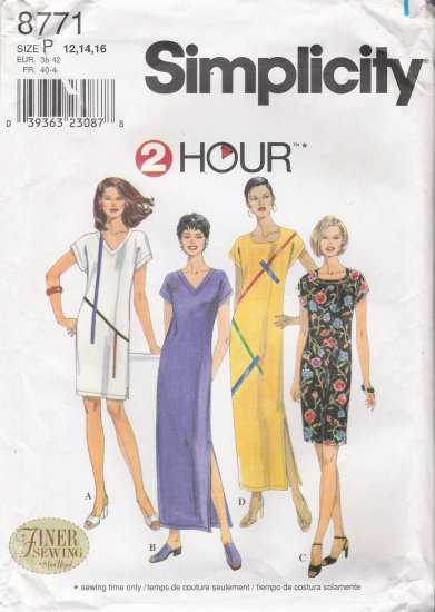 Misses' Dress Sewing Pattern Size 12-16 Simplicity 8771 UNCUT