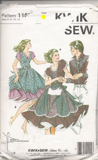 Misses' Square Dance Dress Sewing Pattern Size 6-12 Kwik Sew 1159 UNCUT
