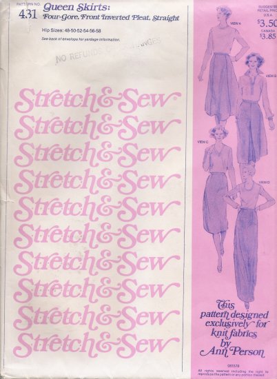 Vintage Sewing Pattern Queen Skirts Hip Sizes 48-58 Stretch & Sew 431 UNCUT