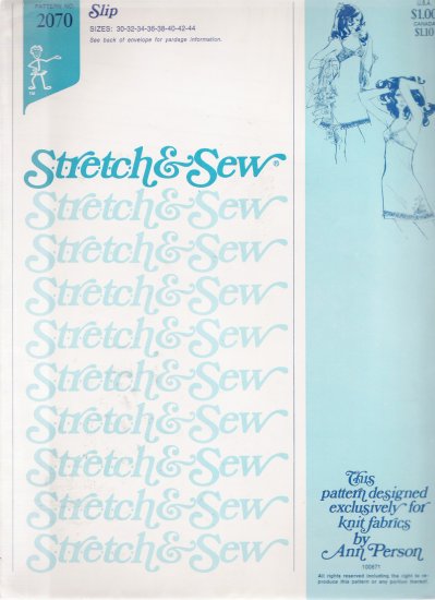 Vintage Sewing Pattern Slip Bust Sizes 30-44 Stretch & Sew 2070 UNCUT