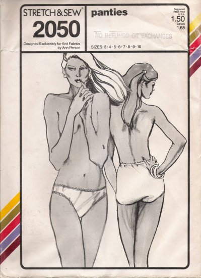 Vintage Sewing Pattern Misses' Panties Sizes 3-10 Stretch & Sew 2050 UNCUT