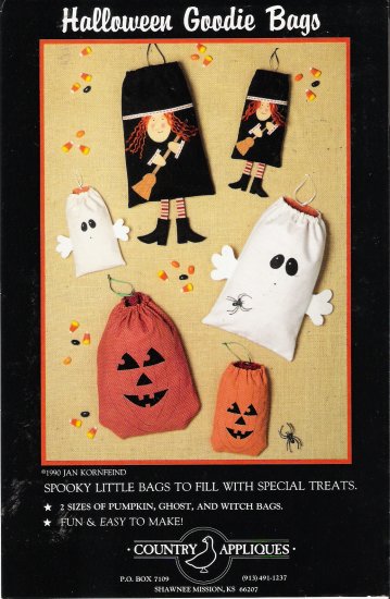 Halloween Goodie Bags Sewing Pattern by Jan Kornfeind UNCUT