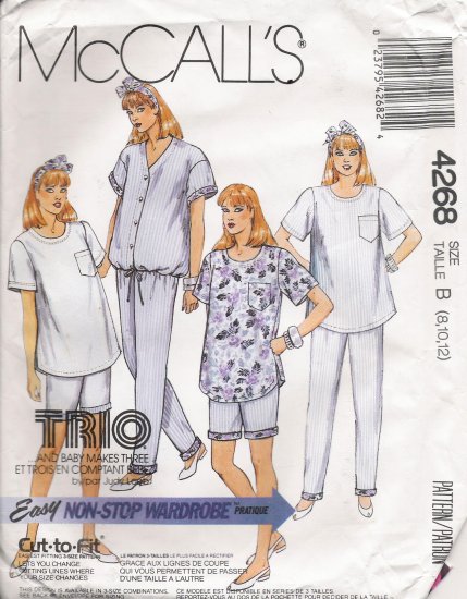 Maternity Jumpsuit Top Pants Shorts Sewing Pattern Size 8-12 McCall's 4268 UNCUT