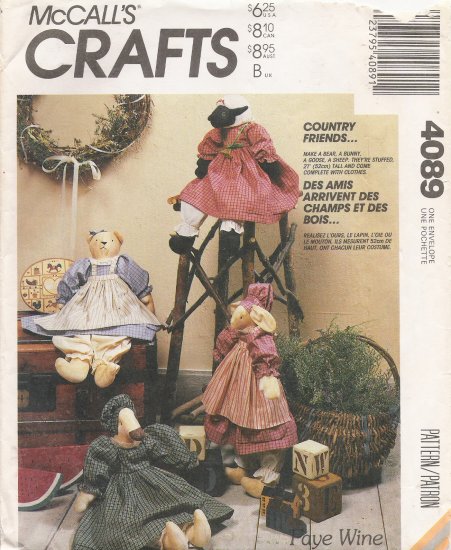 Stuffed Animal Doll & Clothes Sewing Pattern McCalls 4089 UNCUT