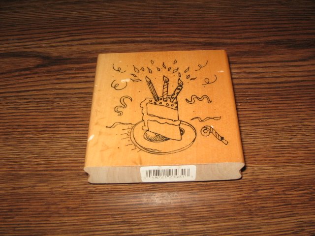 Birthday Cake Slice Wood Mounted Rubber Stamp