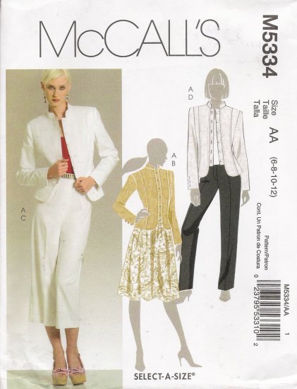 Misses' Jacket Skirt Pants Sewing Pattern Size 6-12 McCall's 5334 UNCUT