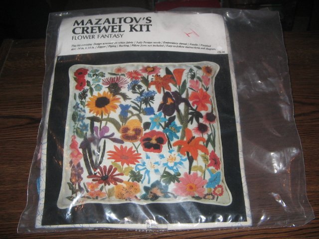 Mazaltov's Flower Fantasy Vintage Crewel Embroidery Kit