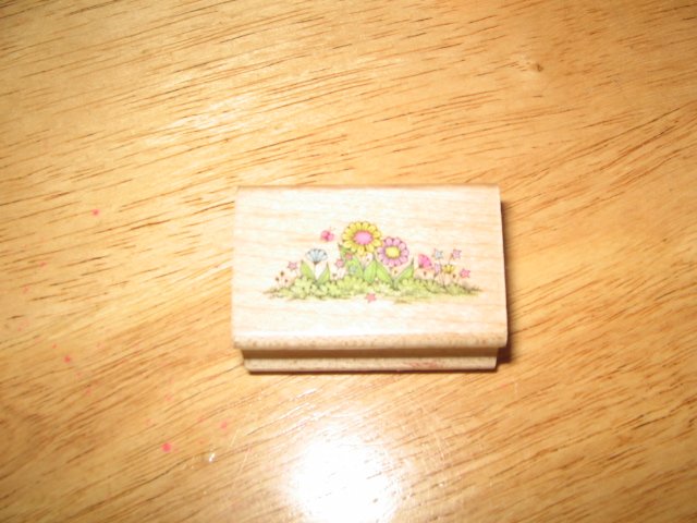 Flower and Grass Border Wood Mounted Rubber Stamp by Hero Arts