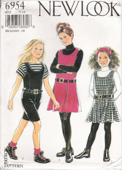 Girls' Dress & Shortalls Sewing Pattern Size 9-14 Simplicity New Look 6954 UNCUT