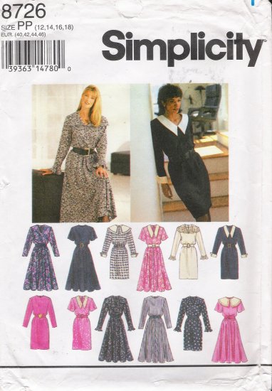 Misses' Dress Sewing Pattern Size 12-18 Simplicity 8726 UNCUT