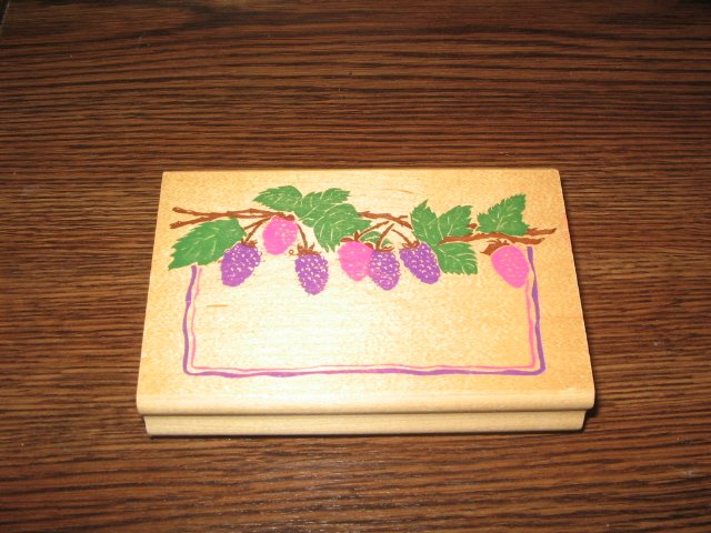 Raspberry Blackberry Label Wood Mounted Rubber Stamp by Posh Impressions