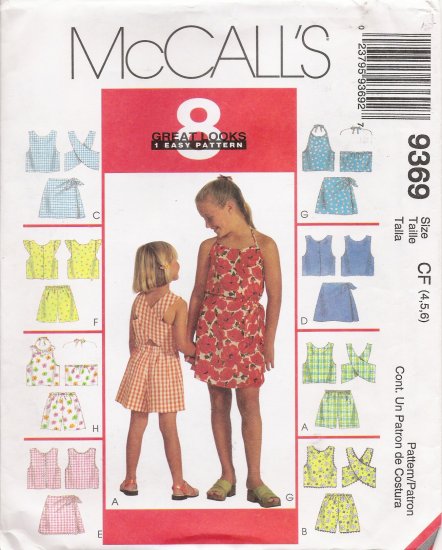 Children's & Girls' Tops Shorts Skort Sewing Pattern Size 4-6 McCall's 9369 UNCUT