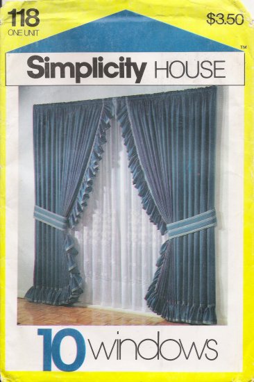 Window Treatments Sewing Instruction Cards Simplicity 118