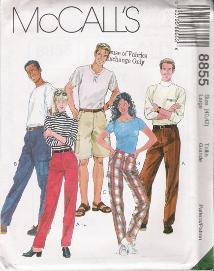 Misses' & Men's Pants Shorts Sewing Pattern Size L McCall's 8855 UNCUT