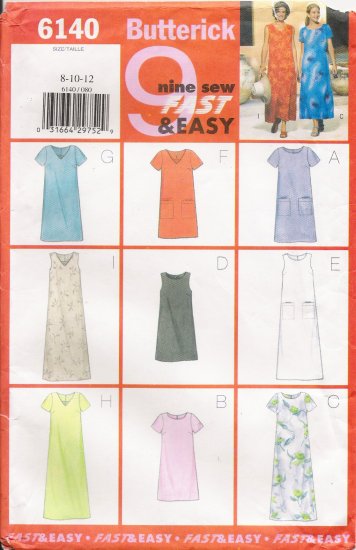 Misses' Dress Sewing Pattern Size 8-12 Butterick 6140 UNCUT