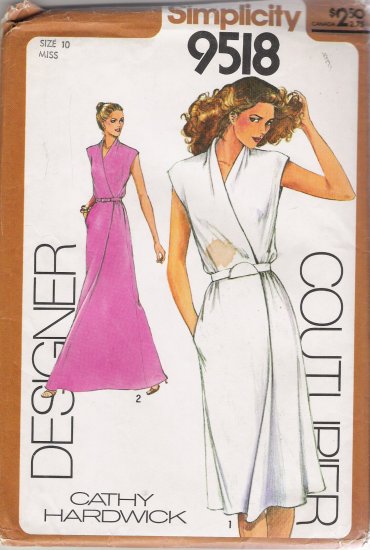 Vintage Sewing Pattern Misses' Mock-Wrap Dress Size 10 Simplicity 9518 UNCUT