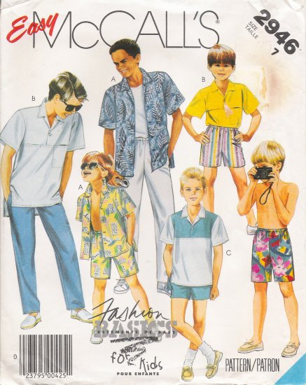 Children's Or Boys' Shirts, Pants, Shorts Sewing Pattern Size 7 McCall's 2946 UNCUT