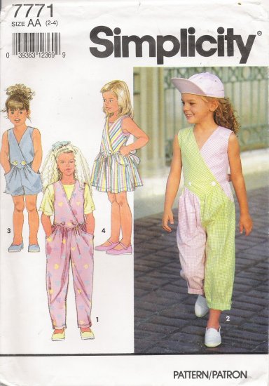 Child's Jumpsuit & Jumper Sewing Pattern Size 2-4 Simplicity 7771 UNCUT