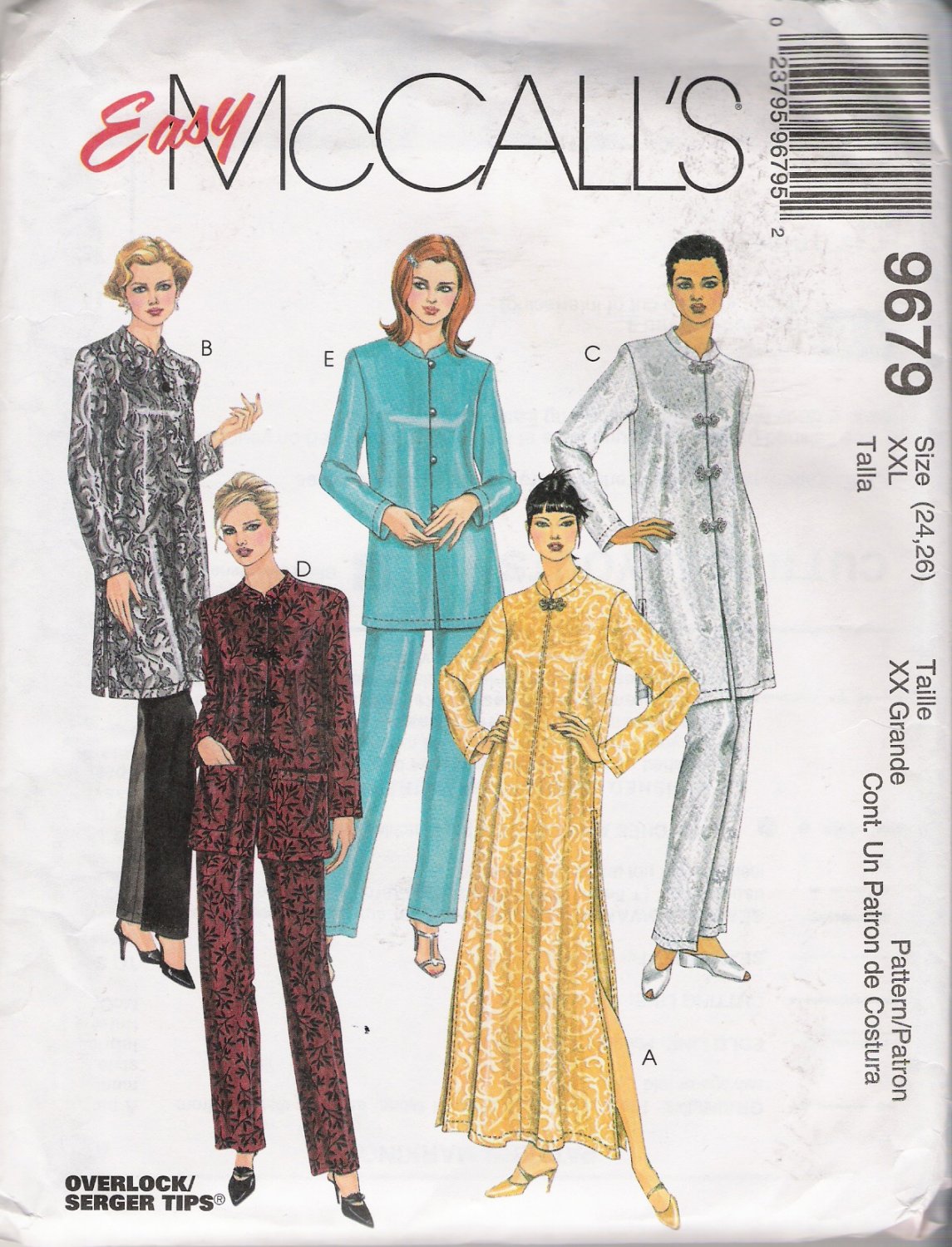 Misses' Robe or Top & Pants Plus Size Sewing Pattern Size 24-26 McCall's 9679 UNCUT